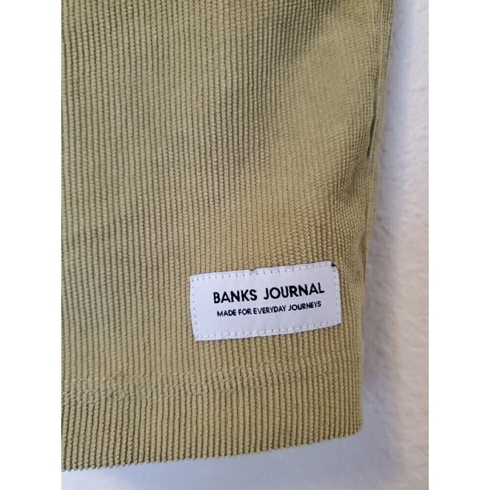 Banks Journal Mens Olive Green Corduroy Board Shorts Size 38 Drawstring Surf